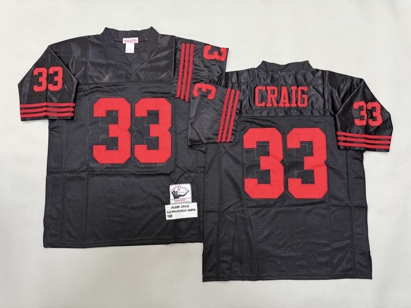 Men 2025 San Francisco 49ers #33 Craig black Throwback Limited NFL Jersey style 001->san francisco 49ers->NFL Jersey